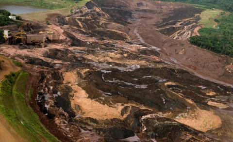 General view from above of a dam owned by Brazilian miner Vale SA that burst, in Brumadinho, Brazil, January 25, 2019. PHOTO BY REUTERS/Washington Alves