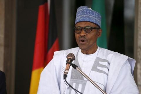 Nigerian President Muhammadu Buhari speaks during German President Joachim Gauck's visit to the State House in Abuja, Nigeria, February 11, 2016. PHOTO BY REUTERS/Afolabi Sotunde