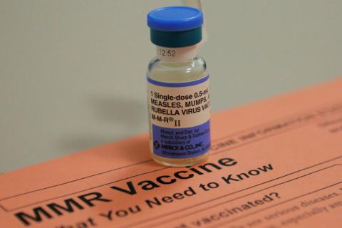 A vial of measles, mumps and rubella vaccine and an information sheet is seen at Boston Children's Hospital in Boston, Massachusetts, February 26, 2015. PHOTO BY REUTERS/Brian Snyder