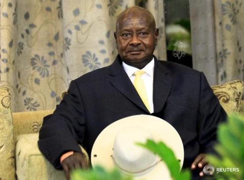 Uganda's President Yoweri Museveni smiles at Khartoum Airport during an official visit to Sudan, September 15, 2015. PHOTO BY REUTERS/Mohamed Nureldin Abdallah