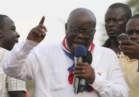 New Patriotic Party (NPP) leader Nana Akufo-Addo speaks during a meeting to contest the presidential election results, at Kwame Nkrumah Circle in Accra, December 11, 2012. PHOTO BY REUTERS/Luc Gnago