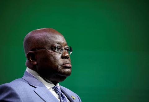 Ghana's President Nana Akufo-Addo addresses the Investing in African Mining Indaba conference in Cape Town, South Africa, February 5, 2019. PHOTO BY REUTERS/Mike Hutchings