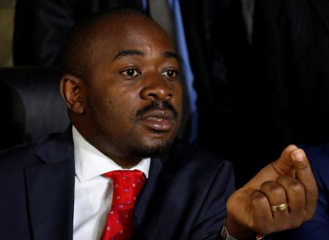 Opposition Movement for Democratic Change (MDC) leader Nelson Chamisa attends a media briefing in Harare, Zimbabwe, January 29, 2019. PHOTO BY REUTERS/Philimon Bulawayo