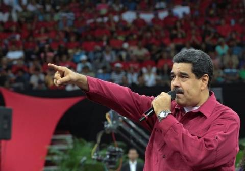 Venezuela's President Nicolas Maduro speaks during a gathering in support of him and his proposal for the National Constituent Assembly in Caracas, Venezuela, June 27, 2017. PHOTO BY REUTERS/Miraflores Palace