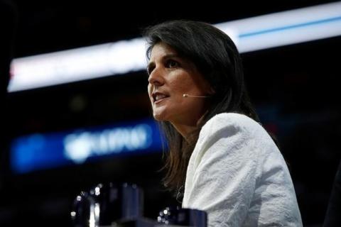 U.S. Ambassador to the United Nations NIkki Haley speaks to the American Israel Public Affairs Committee (AIPAC) policy conference in Washington, U.S., March 27, 2017. PHOTO BY REUTERS/Joshua Roberts