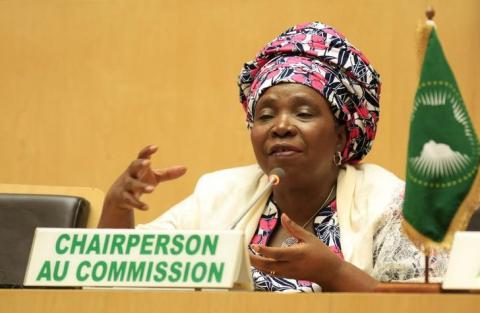 African Union Commission Chairperson Nkosazana Dlamini-Zuma addresses a news conference during the closing ceremony of the 22nd Ordinary Session of the African Union summit in Ethiopia's capital Addis Ababa