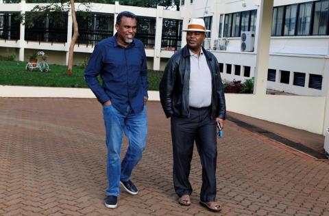 Kenya's Director of Public Prosecutions (DPP) Noordin Haji and Kenya's Director of Criminal investigations (DCI) George Kinoti walk after a meeting in Nairobi, Kenya, December 8, 2018. PHOTO BY REUTERS/Stringer