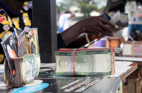 Liberian banknotes are pictured at a money changer's stand in Monrovia, Liberia, September 21, 2018. PHOTO BY REUTERS/Derick Snyder