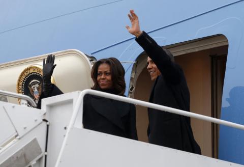 U.S. President Barack Obama and first lady Michelle Obama depart Joint Base Andrews in Washington en route to Johannesburg