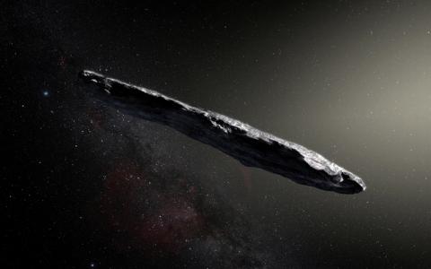 This artist's impression shows the first-known interstellar object to visit the solar system, 'Oumuamua, which was discovered on October 19, 2017, by the Pan-STARRS 1 telescope in Hawaii, U.S., with subsequent observations from ESO's Very Large Telescope in Chile and other observatories around the world. PHOTO BY REUTERS/European Southern Obervatory/M. Kornmesser