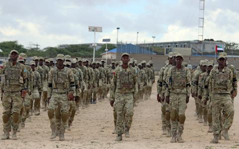 Somali military officers attend a training programme by the United Arab Emirates (UAE) at their military base in Mogadishu, Somalia, November 1, 2017. PHOTO BY REUTERS/Feisal Omar