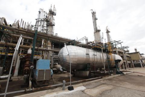 A general view shows an oil refinery in Zawia, 55km west of Tripoli