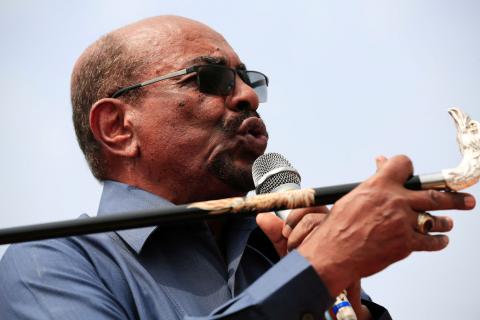 Sudan's President Omar al-Bashir addresses supporters during his visit to the war-torn Darfur region, in Bilal, Darfur, Sudan, September 22, 2017. PHOTO BY REUTERS/Mohamed Nureldin Abdallah