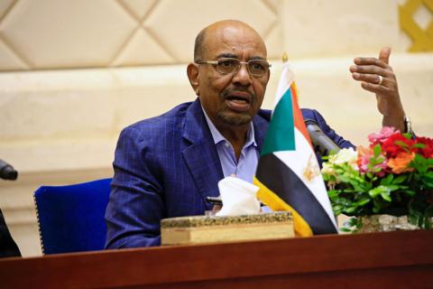 Sudan's Omar Hassan al-Bashir speaks during a press conference after the oath of the prime minister and first vice president Bakri Hassan Saleh at the palace in Khartoum, Sudan, March 2, 2017. PHOTO BY REUTERS/Mohamed Nureldin Abdallah