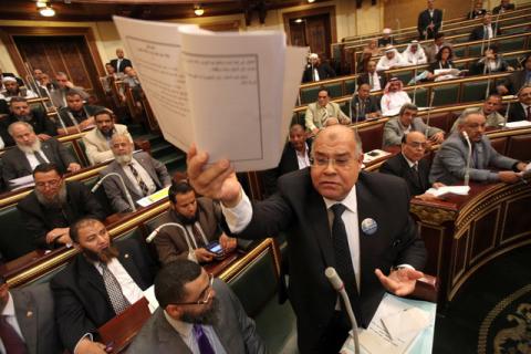 A member of the upper house of the parliament talks during a session in Cairo, Egypt, June 10, 2013. PHOTO BY REUTERS/Mohamed Abd El Ghany