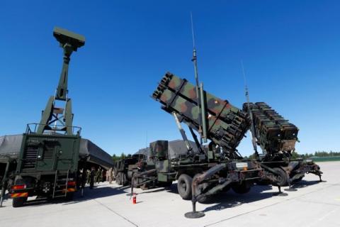 U.S. long range air defence systems Patriot (R) and British radar Giraffe AMB are displayed during Toburq Legacy 2017 air defence exercise in the military airfield near Siauliai, Lithuania, July 20, 2017. PHOTO BY REUTERS/Ints Kalnins