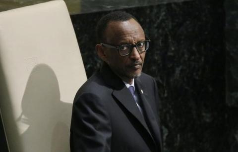 President Paul Kagame of Rwanda waits to address attendees during the 70th session of the United Nations General Assembly at the U.N. Headquarters in New York, September 29, 2015. PHOTO BY REUTERS/Carlo Allegri