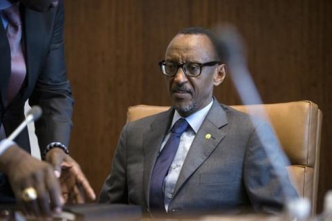 Rwandan President Paul Kagame takes his place for a meeting with U.N. Secretary-General Ban Ki-moon during the United Nations General Assembly at the United Nations in Manhattan, New York, October 2, 2015. PHOTO BY REUTERS/Andrew Kelly