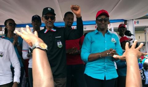 Rwandan President Paul Kagame of the ruling Rwandan Patriotic Front (RPF) and his wife Jeannette attend their political rally in Burera district, in the Northern province, Rwanda, July 31, 2017. PHOTO BY REUTERS/Clement Uwiringiyimana