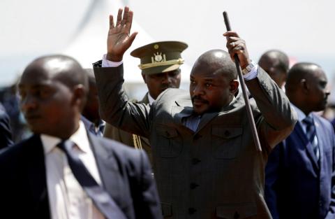 Burundi's President Pierre Nkurunziza waves to his supporters as he arrives for the promulgation of the new constitution at Bugendana commune in Gitega Province, Burundi, June 7, 2018. PHOTO BY REUTERS/Evrard Ngendakumana