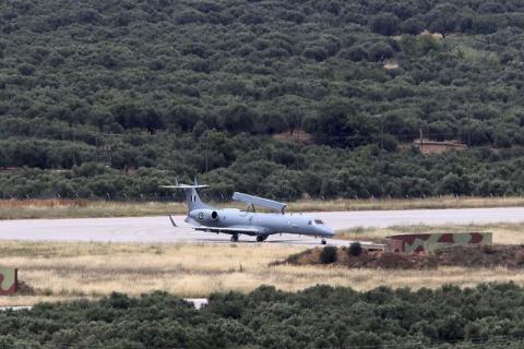 A Hellenic Air Force Erieye EMB-145H AEW&C aircraft taxis on tarmac after landing at the 133rd Hellenic Air Force Base in Kasteli on the island of Crete, Greece, May 20, 2016. The plane is participating in a search and rescue operation for the missing EgyptAir flight MS804 Airbus A320. PHOTO BY REUTERS/Stefanos Rapanis