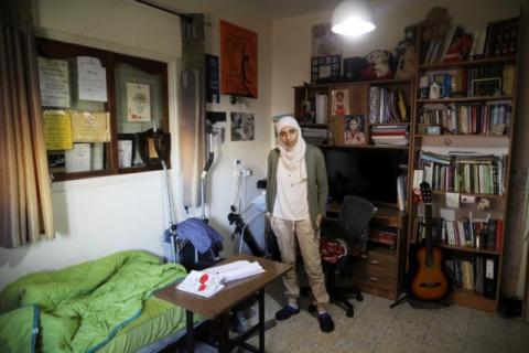 Arab-Israeli poet Dareen Tatour, 35, poses for a picture during an interview with Reuters at her house in Reineh, northern Israel, September 26, 2017. PHOTO BY REUTERS/Ammar Awad