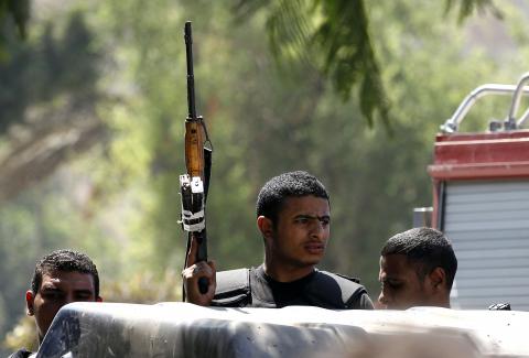 Police stand guard in Cairo