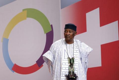 President of Mali Amadou Toumani Toure looks on before the family picture at the 13th Francophone Summit in Montreux