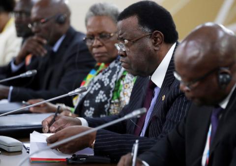 Namibia's President Hage Geingob attends a meeting with Russia's President Vladimir Putin on the sidelines of the Russia–Africa Summit in Sochi, Russia, October 23, 2019. PHOTO BY REUTERS/Sputnik/Mikhail Metzel/Kremlin 