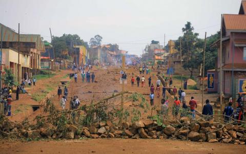 Demonstrators barricade a road during protests over their exclusion from the presidential election in Beni, Democratic Republic of Congo, December 28, 2018. PHOTO BY REUTERS/Samuel Mambo