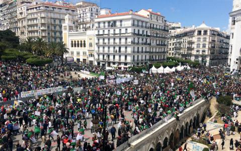 People protest to demand political change and the departure of the ruling elite in Algiers, Algeria, April 12, 2019. PHOTO BY REUTERS/Ramzi Boudina