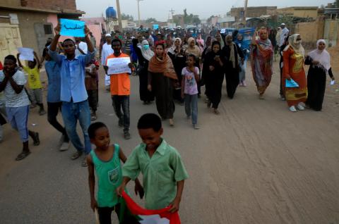 Sudanese protesters chant slogans as they demonstrate against the ruling military council. PHOTO BY REUTERS/Mohamed Nureldin Abdallah