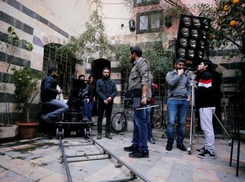 Qays al-Sheikh Najib, 41, a Syrian actor performs a scene in the new Syrian series called "A Safe Distance", in Damascus, Syria March 13, 2019. PHOTO BY REUTERS/Omar Sanadiki