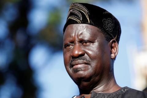 Kenyan opposition leader of the National Super Alliance (NASA) coalition Raila Odinga leads a commemoration of the lives of his supporters killed during confrontations with the security forces over the election period, in Kibera slum in Nairobi, Kenya, November 28, 2017. PHOTO BY REUTERS/Baz Ratner