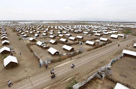 An aerial view shows recently constructed houses at the Kakuma refugee camp in Turkana District, northwest of Kenya's capital Nairobi, June 20, 2015. PHOTO BY REUTERS/Thomas Mukoya