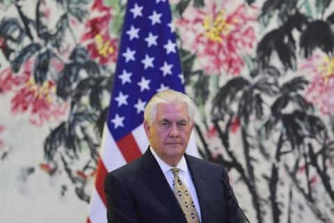 U.S Secretary of State Rex Tillerson looks on during a joint press conference with Chinese Foreign Minister Wang Yi (not pictured) at Diaoyutai State Guesthouse in Beijing, China, March 18, 2017. PHOTO BY REUTERS/Lintao Zhang