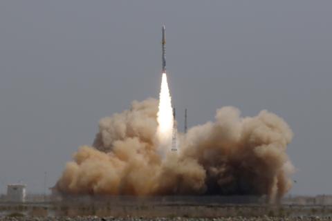 A Hyperbola-1 rocket of Chinese space company iSpace takes off from the Jiuquan Satellite Launch Centre in Gansu province, China, July 25, 2019. PHOTO BY REUTERS/Stringer