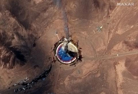 A satellite image shows what U.S. officials say is the failed Iranian rocket launch at the Imam Khomeini Space Center in northern Iran, August 29, 2019. PHOTO BY REUTERS/Maxar Technologies