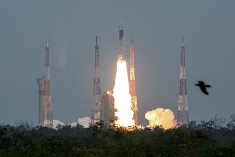  India's Geosynchronous Satellite Launch Vehicle Mk III-M1 blasts off carrying Chandrayaan-2, from the Satish Dhawan Space Centre at Sriharikota, India, July 22, 2019. PHOTO BY REUTERS/P. Ravikumar