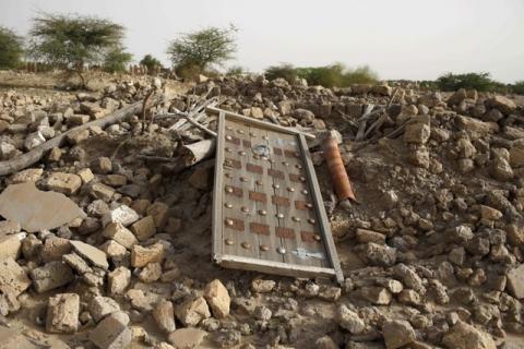 The rubble left from an ancient mausoleum destroyed by Islamist militants, is seen in Timbuktu, Mali, July 25, 2013. PHOTO BY REUTERS/Joe Penney