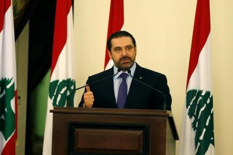 Lebanese Prime Minister Saad al-Hariri talks during a conference in Beirut, Lebanon, January 19, 2017. PHOTO BY REUTERS/Mohamed Azakir