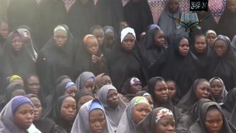 Kidnapped schoolgirls are seen at an unknown location in this still image taken from an undated video released by Nigerian Islamist rebel group Boko Haram