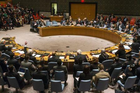 The Russian ambassador to the United Nations Vitaly Churkin abstains from a vote in the United Nations Security Council attempting to halt the escalating conflict in Yemen in New York, April 14, 2015. PHOTO BY REUTERS/Lucas Jackson