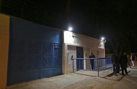 Security personnel are seen outside the Tunisian consulate in Benghazi