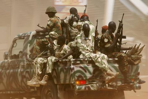 Seleka soldiers patrol in Bangui