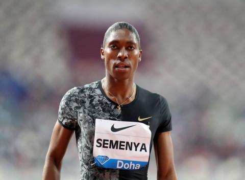 South Africa's Caster Semenya celebrates after winning the women's 800m. PHOTO BY REUTERS/Ibraheem Al Omari