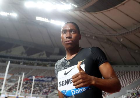 South Africa's Caster Semenya celebrates after winning the women's 800m. PHOTO BY REUTERS/Ibraheem Al Omari