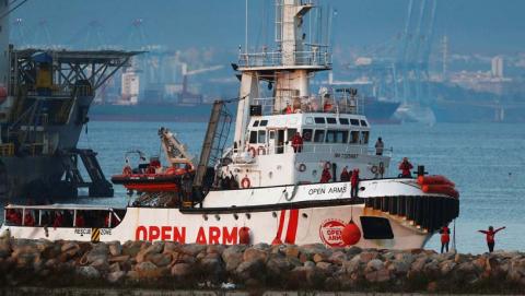 NGO Proactiva Open Arms' rescue boat is seen docked with migrants rescued in central Mediterranean Sea, at the Center for Temporary Assistance to Foreigners (CATE) in the port of Algeciras, in Campamento, Spain, December 28, 2018. PHOTO BY REUTERS/Jon Nazca