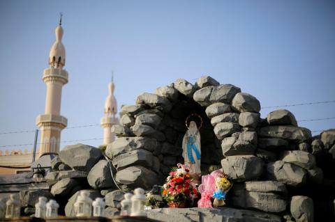 A view of St. Mary's shrine at St. Mary's Catholic church in Oud Metha, as Catholics are awaiting a historical visit by Pope Francis to the United Arab Emirates, in Dubai, UAE, January 18, 2019. PHOTO BY REUTERS/Ahmed Jadallah