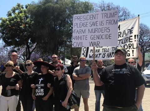 Protestors calling for the end of farm murders march to the U.S. and Australian embassies in Pretoria, South Africa, October 29, 2018. PHOTO BY REUTERS/Tanisha Heiberg